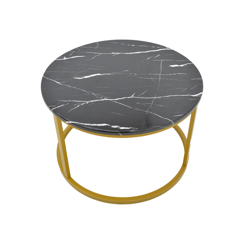 Coffee table Relevon pakoworld set of 2 mdf in white and black marble look 80x80x45cm