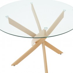 Antoro pakoworld table glass and metal legs in a natural shade D80x75cm