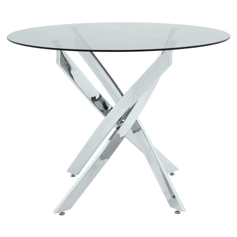 Antoro pakoworld table glass and metal legs in chrome shade D80x75cm