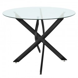 Antoro pakoworld table glass and metal legs in black shade D100x75cm