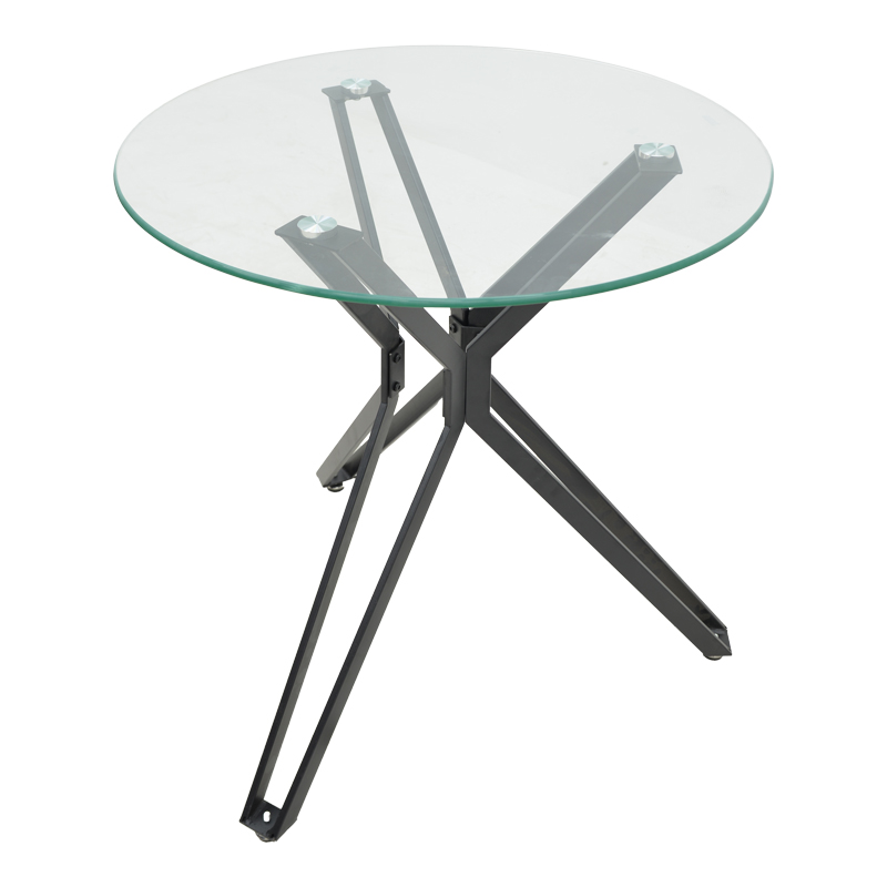 Table Dezous pakoworld glass-black metal legs D70x75cm