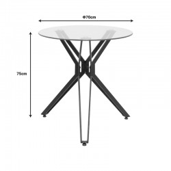 Table Dezous pakoworld glass-black metal legs D70x75cm