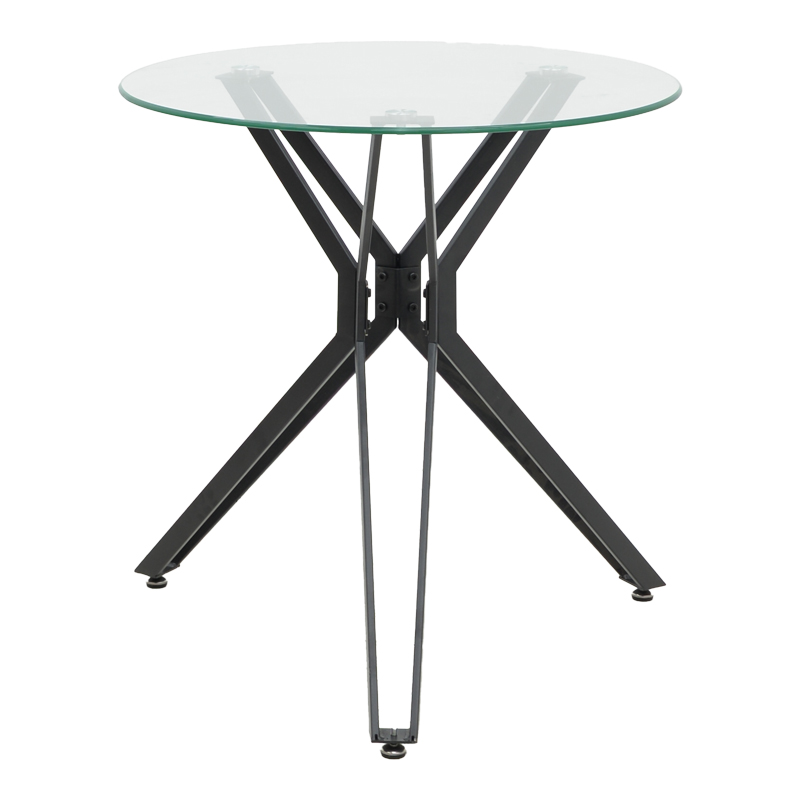 Table Dezous pakoworld glass-black metal legs D70x75cm