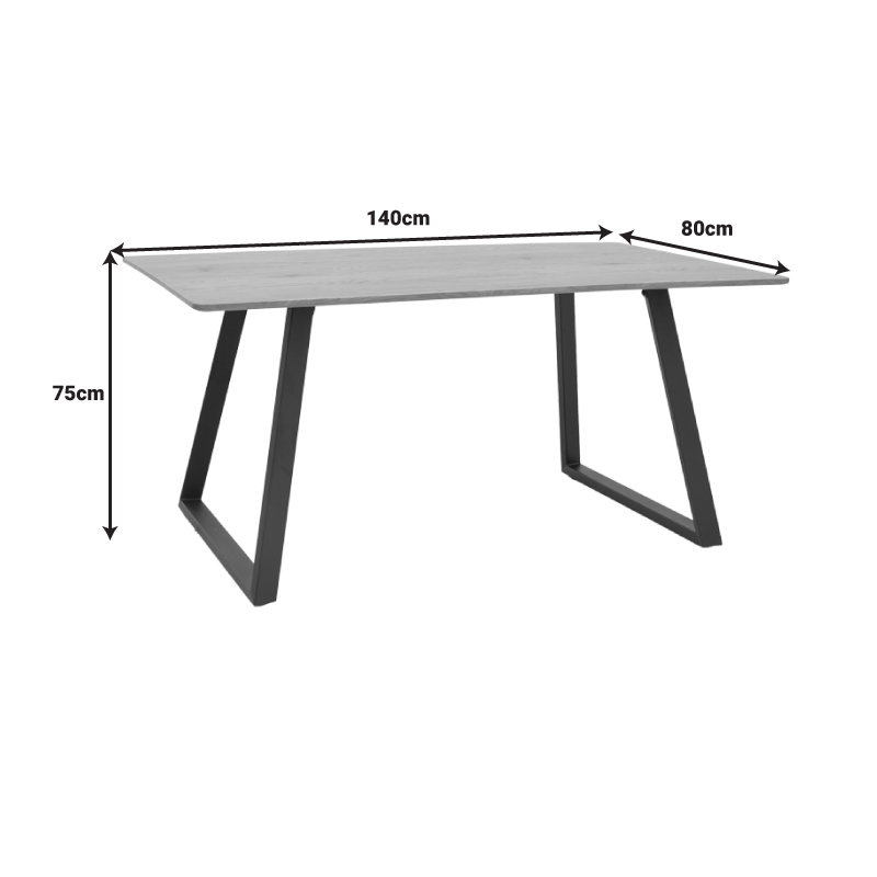 Winor pakoworld table natural mdf-leg black metal 140x80x75cm