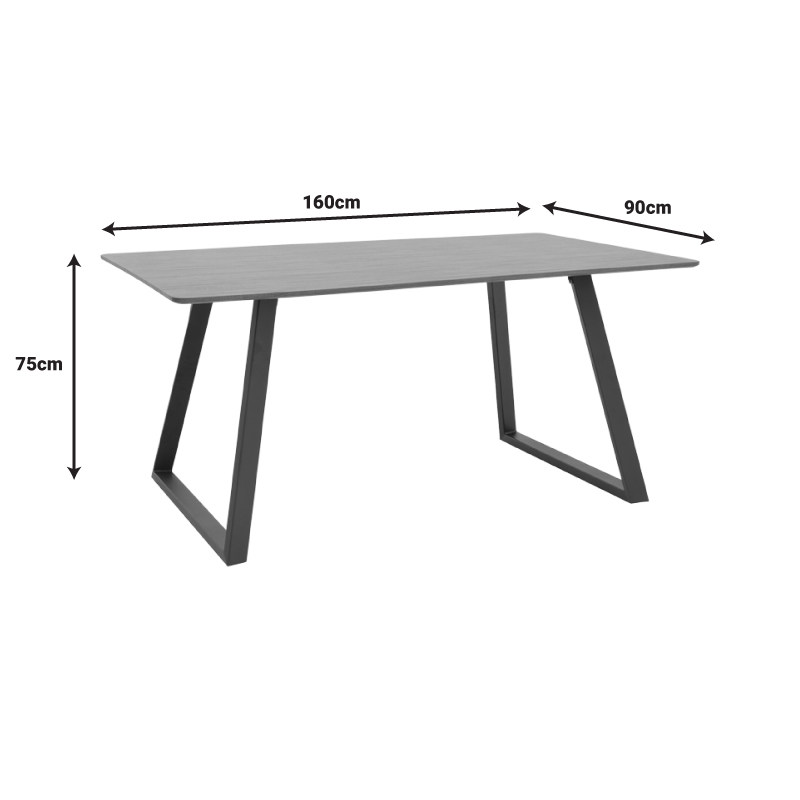 Table Winor pakoworld walnut mdf-black metal legs 160x90x75cm