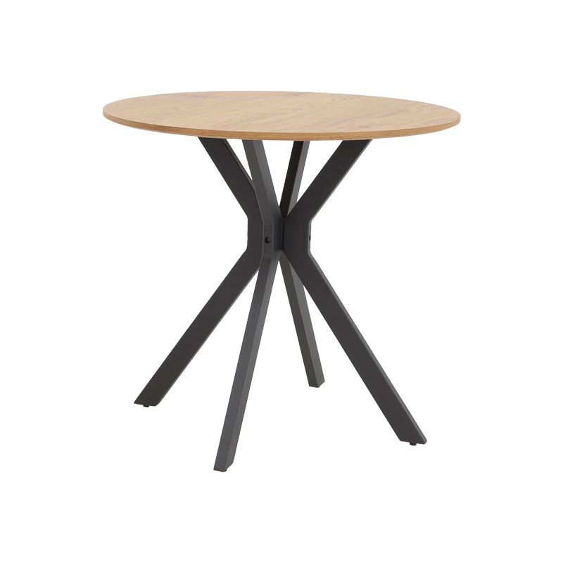 Table Xuson pakoworld natural mdf-black metal legs D80x75cm