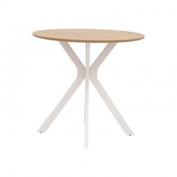 Table Xuson pakoworld natural mdf-white metal legs D80x75cm