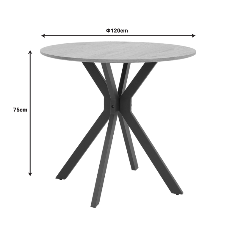 Table Xuson pakoworld natura lmdf-black metal legs D120x75cm