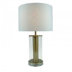 Table lamp Lampren Inart E27 gold metal-white fabric lampshade D28x51cm