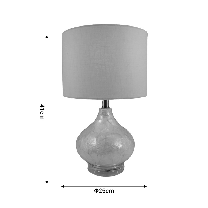 Table lamp Guidance Inart E27 white glass-white fabric lampshade D25x41cm