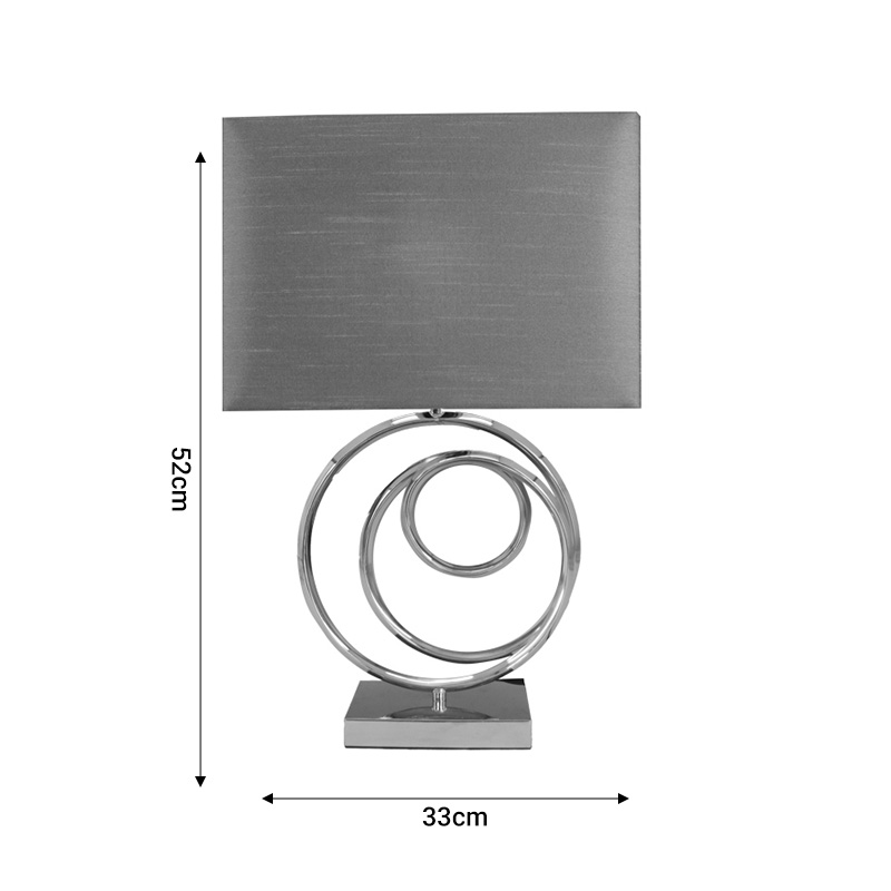 Επιτραπέζιο φωτιστικό Tableder Inart Ε27 ασημί μέταλλο-γκρι ύφασμα 33x17x52εκ