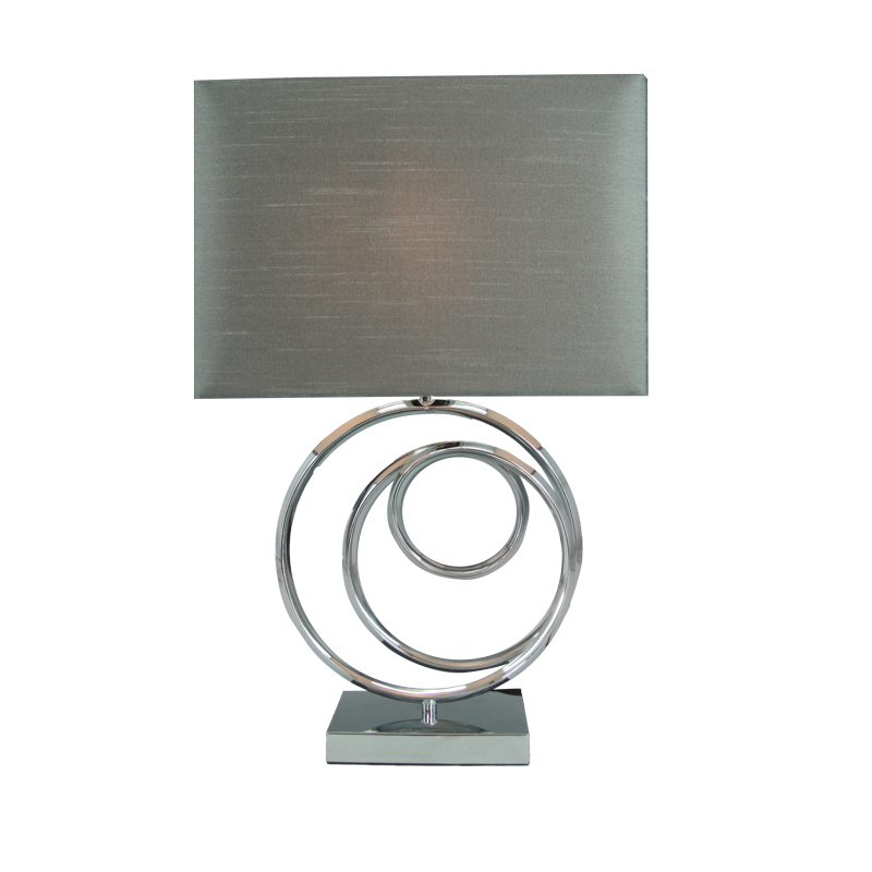 Table lamp Tableder Inart E27 metal chrome-grey fabric lampshade 33x17x52cm
