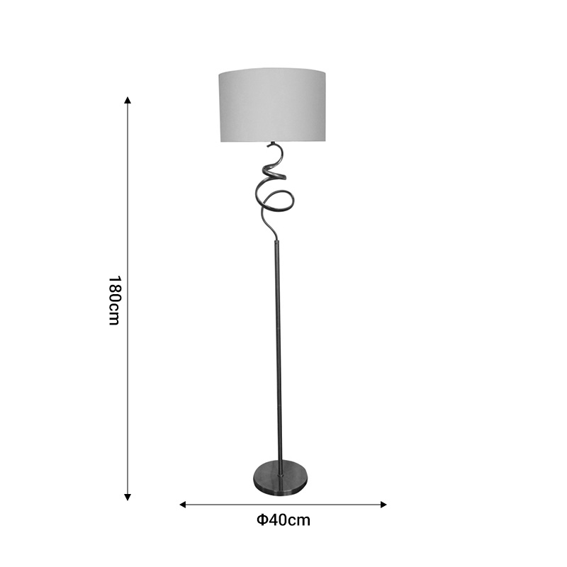 Floor lamp Quanfy Inart E27 gold aluminium-cream fabric D40x180cm