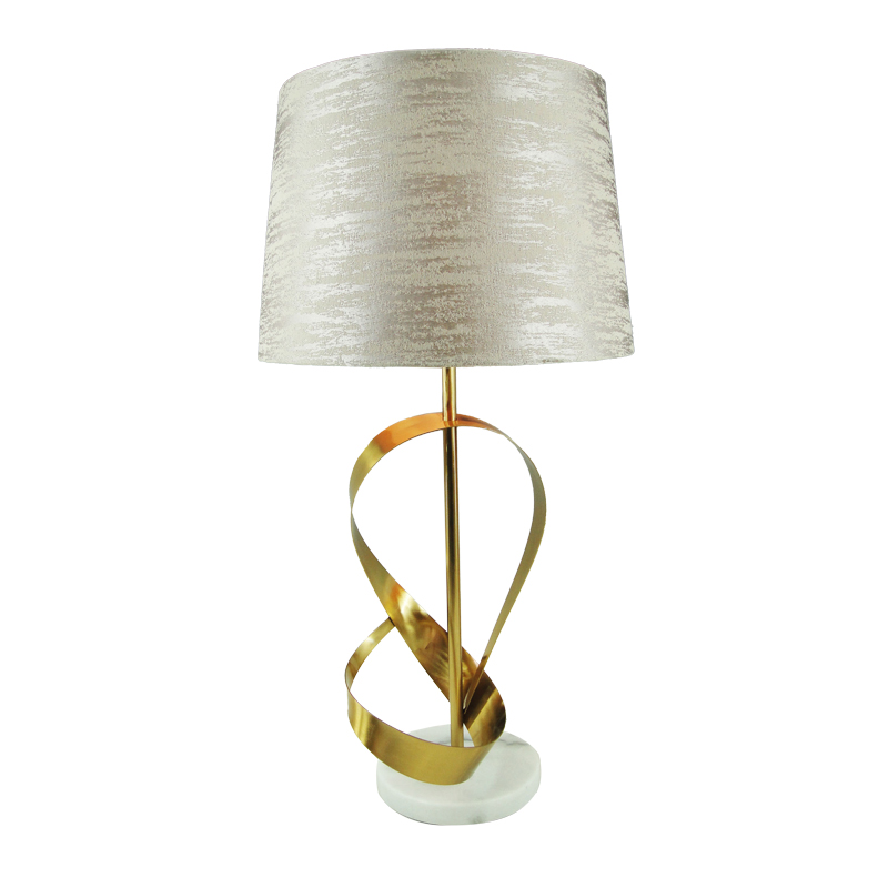 Table lamp Framely Inart E27 gold metal-beige fabric D33x65cm