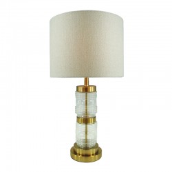 Table lamp Wenxie Inart E27 gold metal-marble-beige fabric D32x53cm