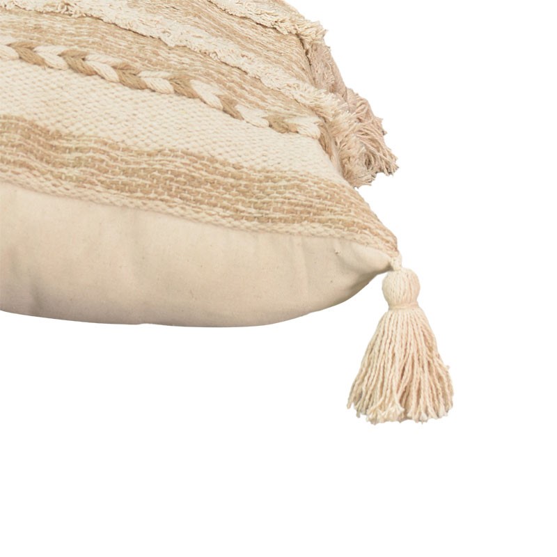 Cushion Labrinth Inart beige-ecru fabric 45χ45x2.5cm