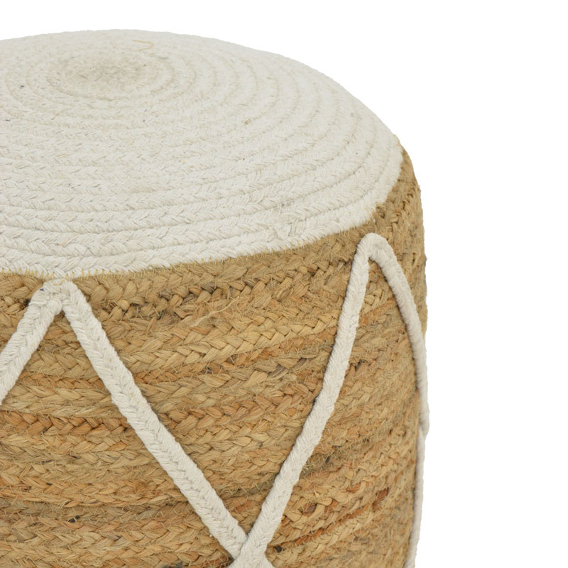 Maroc Inart jute stool in natural and white shade D40x45cm