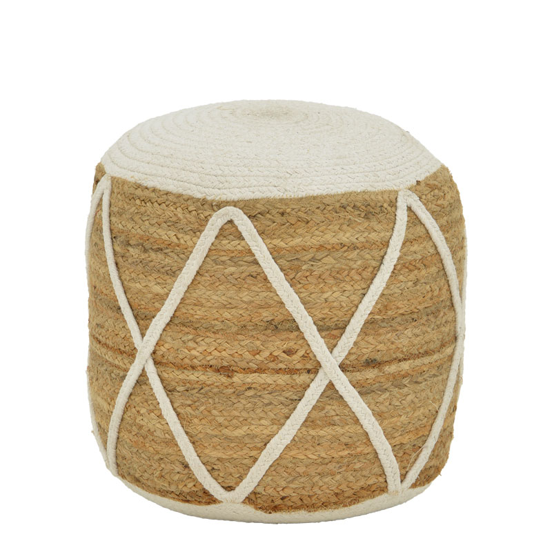 Maroc Inart jute stool in natural and white shade D40x45cm