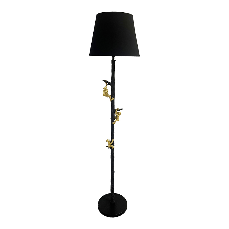 Floor  lamp Zacro Inart E27 black-gold metal D37x164.5cm