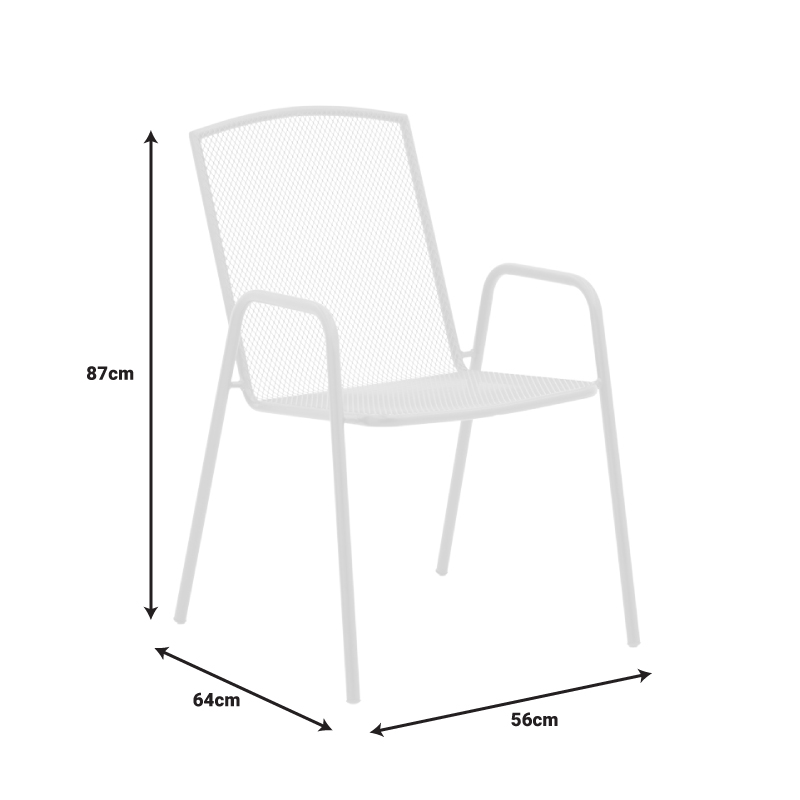 Armchair Pomedon pakoworld stackable white metal 56x64x87cm