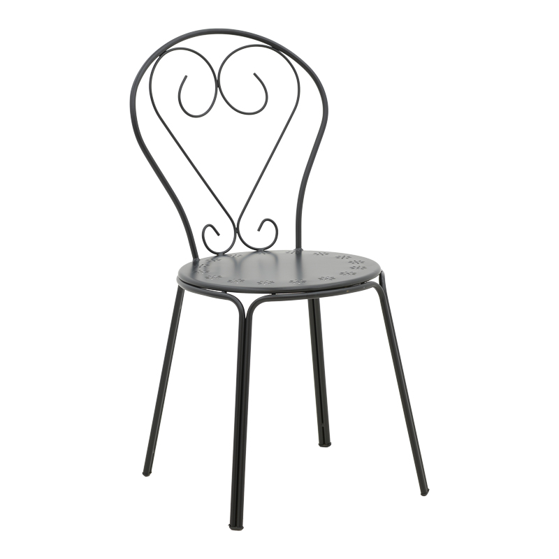 Chari pakoworld stackable black metal chair 49x55x90cm