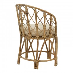 Rostan Inart natural rattan armchair with cushion 60x46x80cm