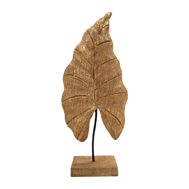 Table decoration leaf Thelx Inart gold mango wood-iron 24.5x8.5x57.5cm