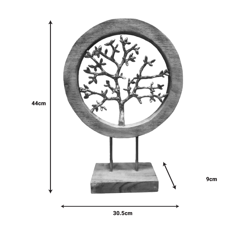Επιτραπέζιο διακοσμητικό δέντρο Krom Inart φυσικό μάνγκο ξύλο-αλουμίνιο 30.5x9x44εκ