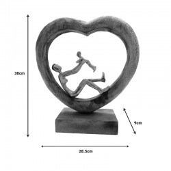 Επιτραπέζιο διακοσμητικό καρδιά Loisir Inart φυσικό μάνγκο ξύλο-αλουμίνιο 28.5x9x30εκ