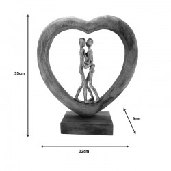 Επιτραπέζιο διακοσμητικό καρδιά Vrame Inart φυσικό μάνγκο ξύλο-αλουμίνιο 32x9x35εκ