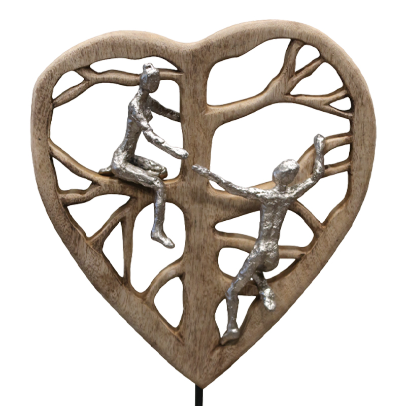 Table decoration heart Smarle Inart natural mango wood-aluminum 32x10x47.5cm