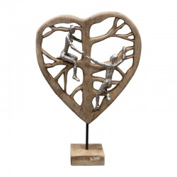 Table decoration heart Smarle Inart natural mango wood-aluminum 32x10x47.5cm