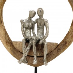 Επιτραπέζιο διακοσμητικό καρδιά Edora Inart φυσικό μάνγκο ξύλο-αλουμίνιο 27x10x36εκ