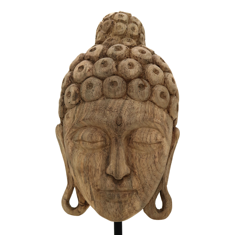 Επιτραπέζιο διακοσμητικό βούδας Mask Inart φυσικό μάνγκο ξύλο-μέταλλο 20x18.5x48.5εκ