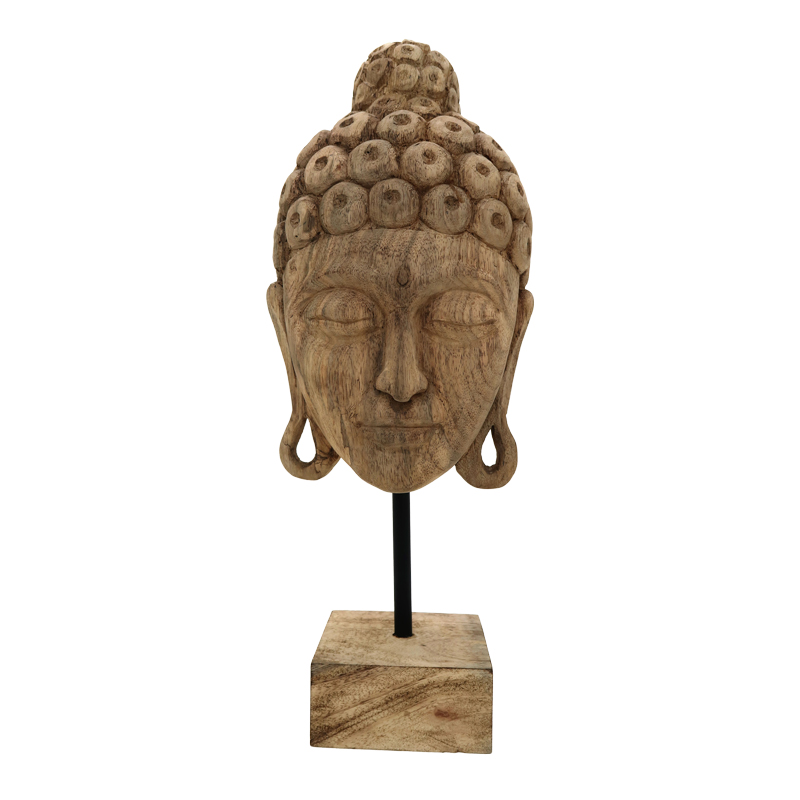 Table decoration buddha Mask Inart natural mango wood-iron 20x18.5x48.5cm