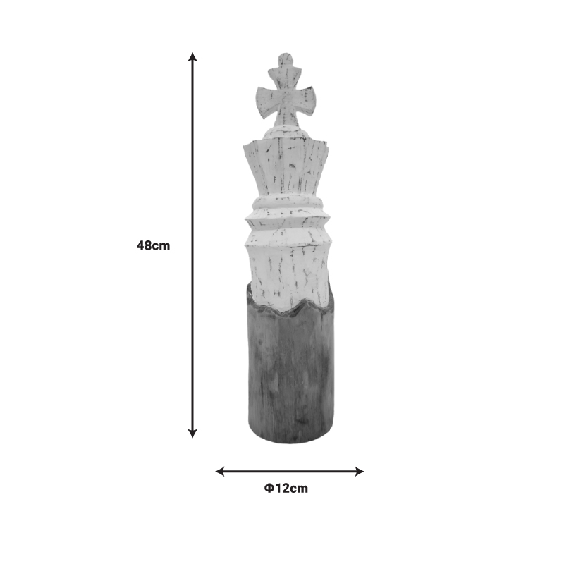 Διακοσμητικό πιόνι σκακιού Glon Inart φυσικό-λευκό μάνγκο ξύλο 12x11x48εκ
