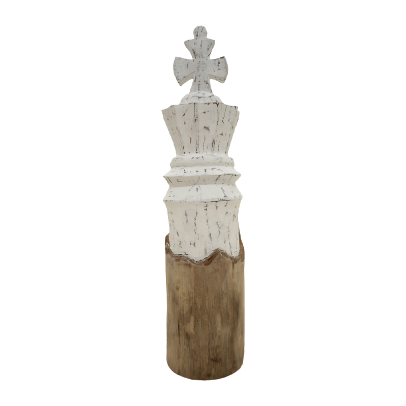 Table decoration chess pawn Glon Inart natural-white mango wood 12x11x48cm