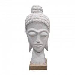 Προτομή κεφαλή βούδα Wevi Inart λευκό μάνγκο ξύλο 17x11.5x41εκ