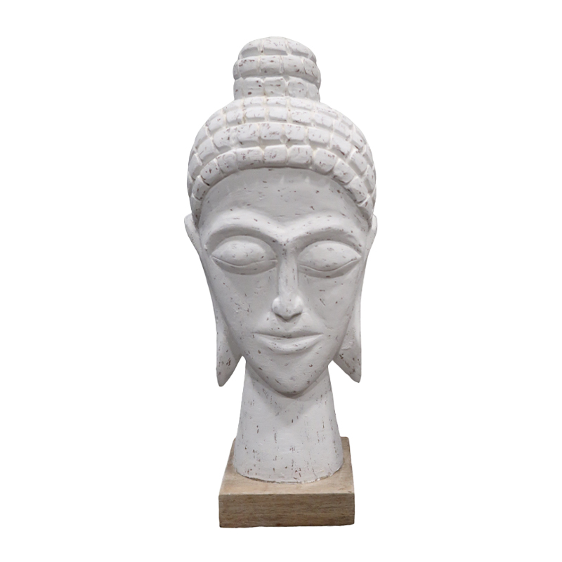 Head buddha bust Wevi Inart white mango wood 17x11.5x41cm