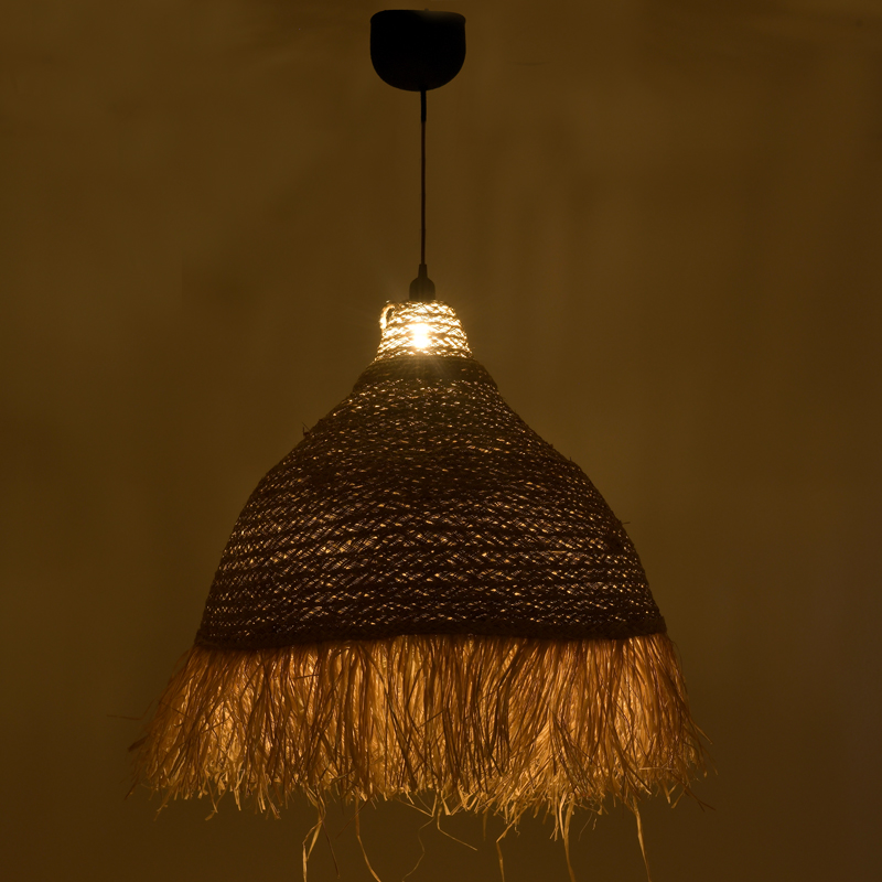 Φωτιστικό οροφής Boher Inart seagrass σε φυσική απόχρωση Φ60x99εκ