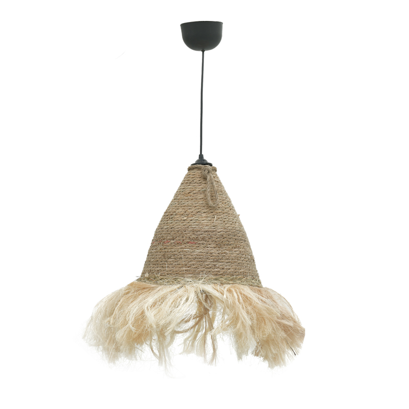 GeGeole Inart jute ceiling lamp in natural shade Φ30x84cm