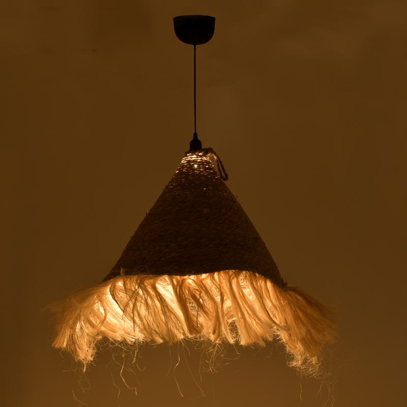 Geole Inart jute ceiling lamp in natural shade Φ60x94cm