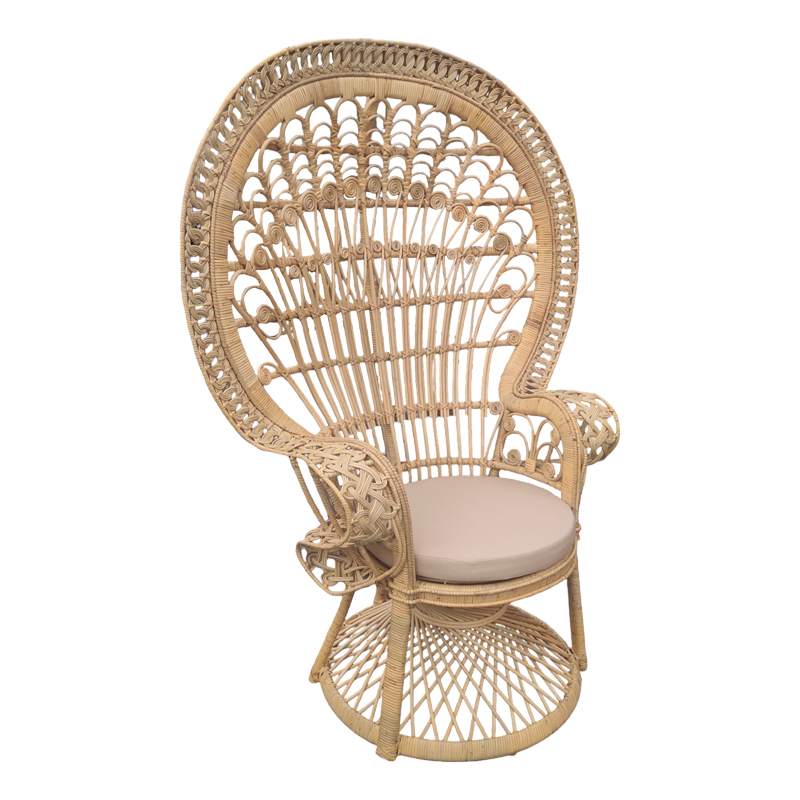 Armchair Dorothy Inart with beige cushion-natural rattan 115x57x150cm