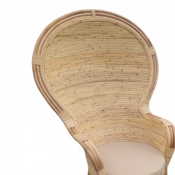 Armchair Rea Inart with beige cushion-natural rattan 85x85x141cm