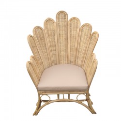 Armchair Fragia Inart with beige cushion-natural rattan 103x90x120cm