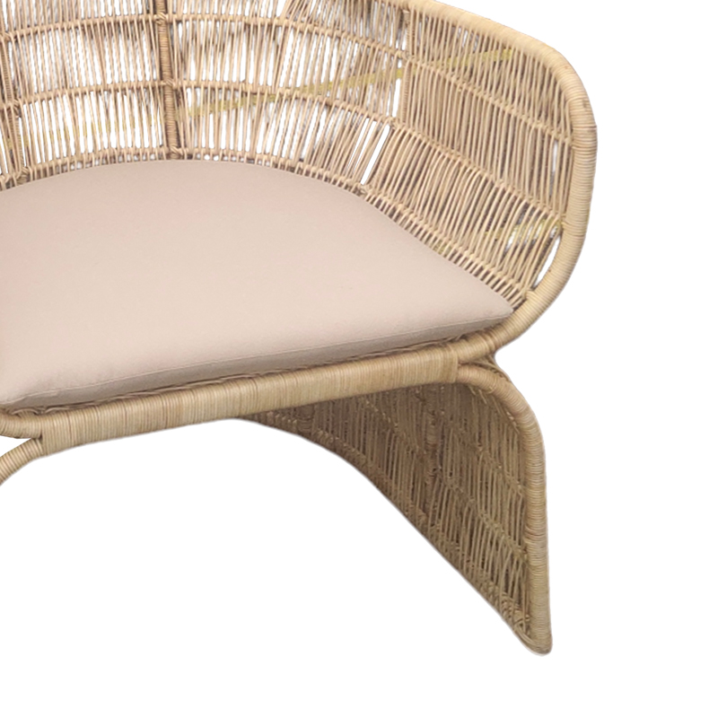 Armchair Jake Inart with beige cushion-natural rattan 110x45x145cm