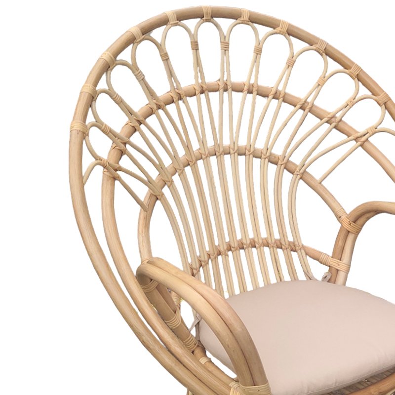 Armchair Boloni Inart with beige cushion-natural rattan 100x67x120cm