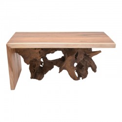 Τραπέζι σαλονιού Cardi Inart καρυδί teak ξύλο 110x60x50εκ
