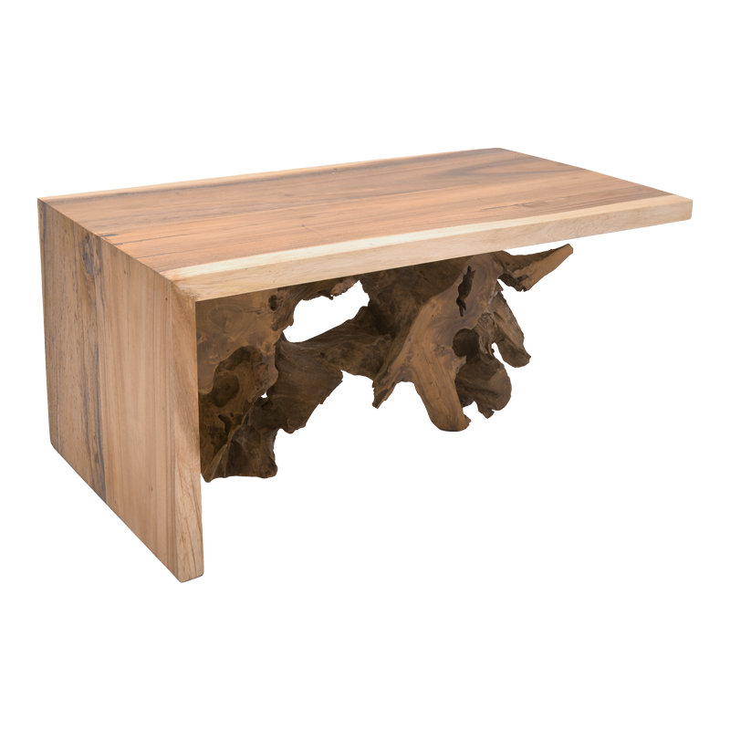Τραπέζι σαλονιού Cardi Inart καρυδί teak ξύλο 110x60x50εκ