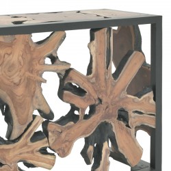 Κονσόλα Donis Inart φυσικό-μαύρο μασίφ ξύλο teak 120x40x75εκ